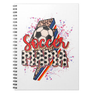Leopard Soccer Mama Lightning Bolt Sport Mum Mothe Notebook