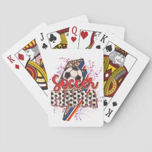 Leopard Soccer Mama Lightning Bolt Sport Mum Mothe Playing Cards