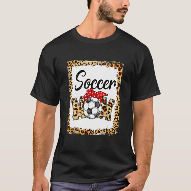 Leopard Soccer Mum Cute Mum Life Soccer Game Day C T-Shirt (Front)