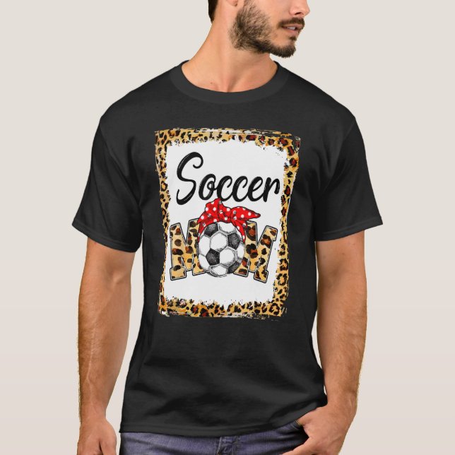 Leopard Soccer Mum Cute Mum Life Soccer Game Day C T-Shirt (Front)