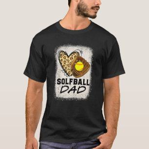 Leopard Softball Dad Softball Game Day Vibes Fathe T-Shirt