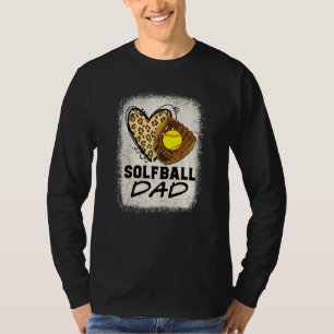Leopard Softball Dad Softball Game Day Vibes Fathe T-Shirt