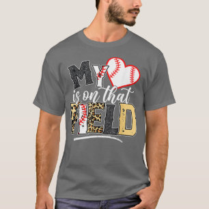 Leopard Softball Mom My Heart is on That Field Bas T-Shirt