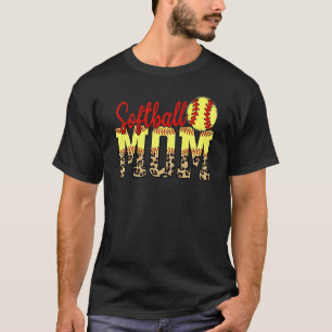 Leopard Softball Mum Game Day Mother's Day 2022 2 T-Shirt