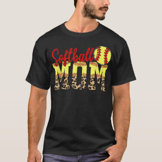 Leopard Softball Mum Game Day Mother's Day 2022 Gi T-Shirt