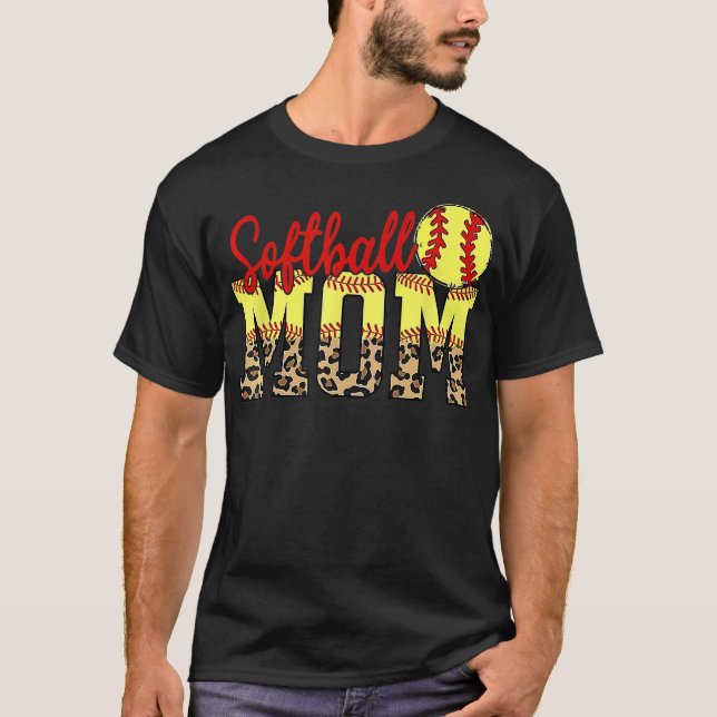 Leopard Softball Mum Game Day Mother's Day 2022 Gi T-Shirt (Front)