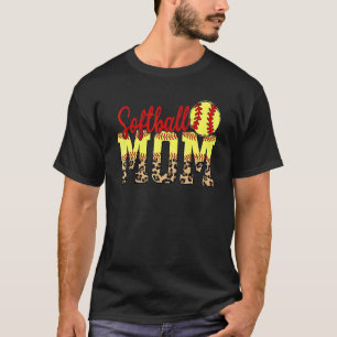 Leopard Softball Mum Game Day Mother's Day 2022 T-Shirt