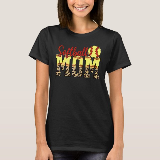 Leopard Softball Mum Game Day T-Shirt (Front)