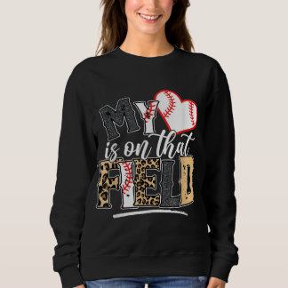 Leopard Softball Mum My Heart is on That Field Bas Sweatshirt
