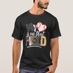Leopard Softball Mum My Heart Is On That Field Bas T-Shirt