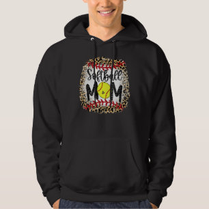 Leopard Softball Mum Softball Game Day Vibes Mothe Hoodie