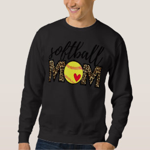Leopard Softball Mum Softball Game Day Vibes Mothe Sweatshirt