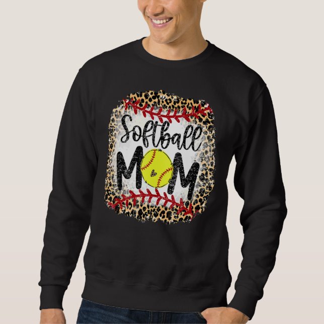 Leopard Softball Mum Softball Game Day Vibes Mothe Sweatshirt (Front)