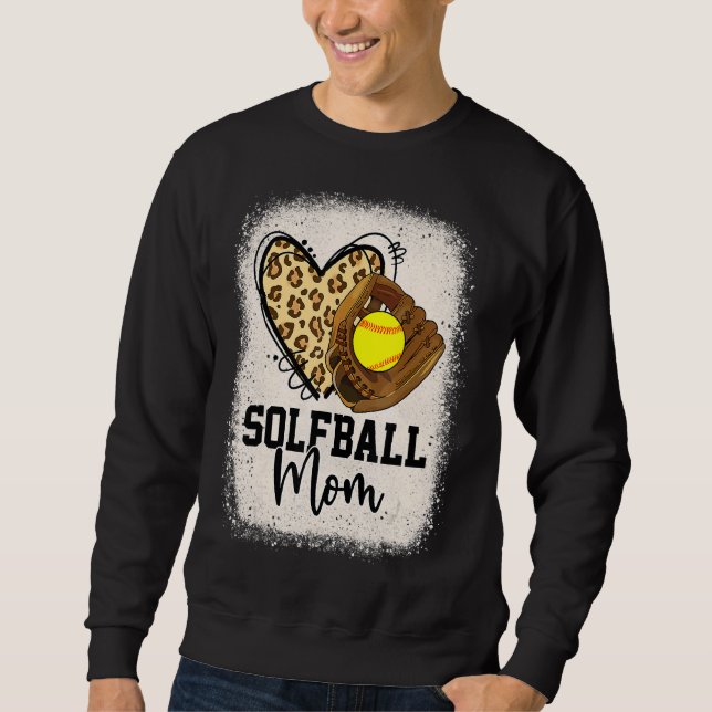 Leopard Softball Mum Softball Game Day Vibes Mothe Sweatshirt (Front)