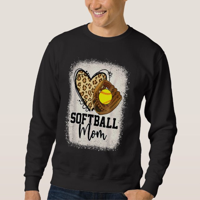 Leopard Softball Mum Softball Game Day Vibes Mothe Sweatshirt (Front)