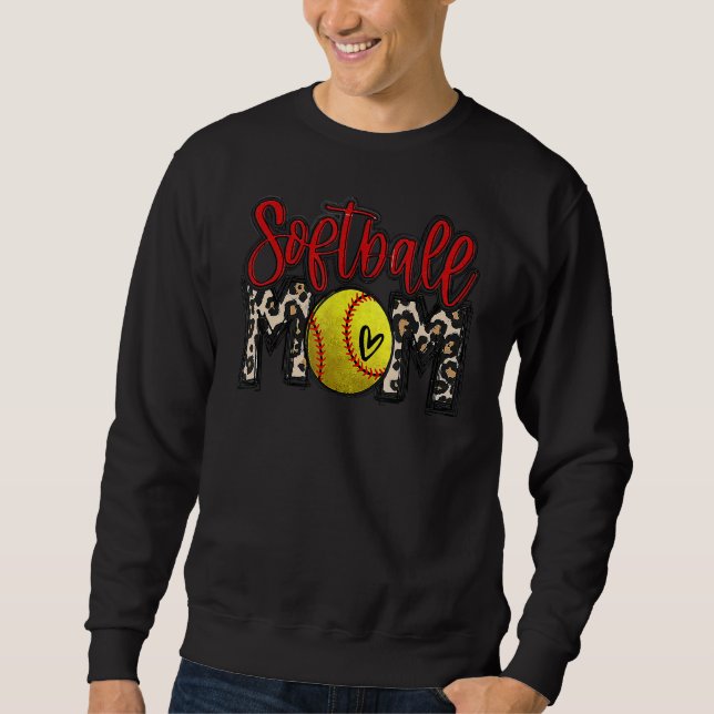 Leopard Softball Mum Softball Game Day Vibes Mothe Sweatshirt (Front)