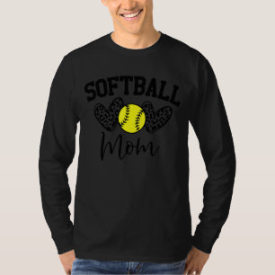 Leopard Softball Mum Softball Game Day Vibes Mothe T-Shirt