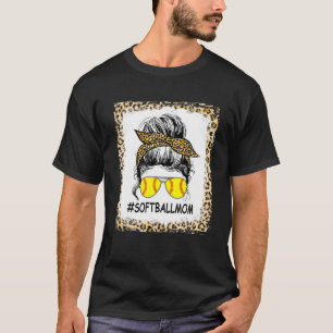 Leopard Softball Mum Softball Game Day Vibes Mothe T-Shirt