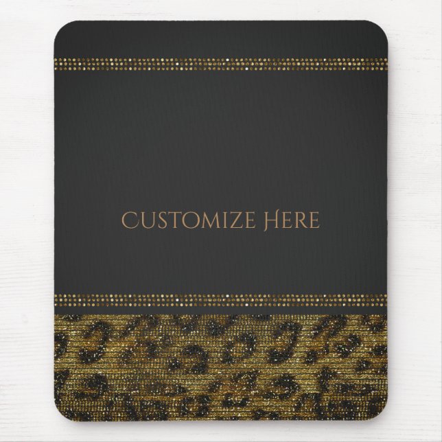 Leopard Sparkle Sequins Glam Chic Modern Bling Mouse Mat (Front)