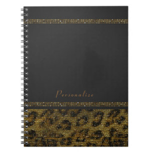 Leopard Sparkle Sequins Glam Chic Modern Cheetah Notebook