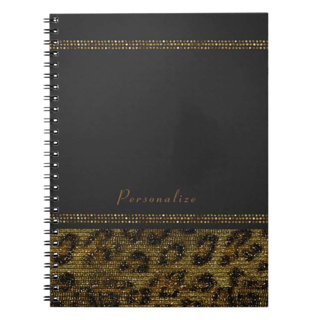 Leopard Sparkle Sequins Glam Chic Modern Cheetah Notebook (Front)