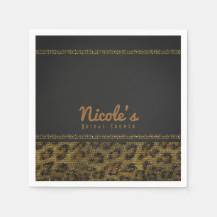 Leopard Sparkle Sequins Glam Chic Modern Party Napkin