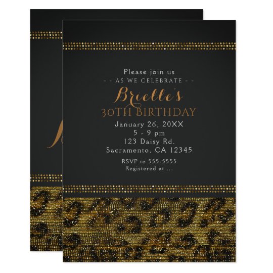 Leopard Sparkle Sequins Glam Chic Party Invitation