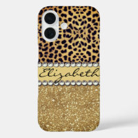 Leopard Spot Gold Glitter Rhinestone Personalise