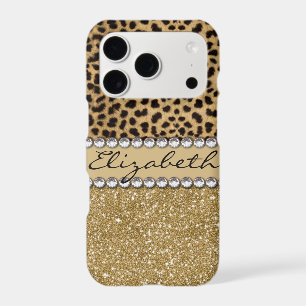 Leopard Spot Gold Glitter Rhinestone PHOTO PRINT