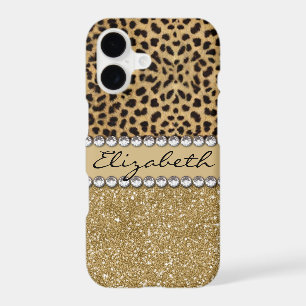 Leopard Spot Gold Glitter Rhinestone PHOTO PRINT