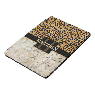 Leopard Spot Marble Monogram iPad Pro Cover