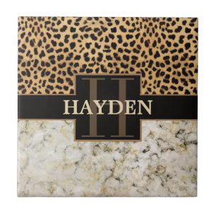 Leopard Spot Marble Monogram Tile