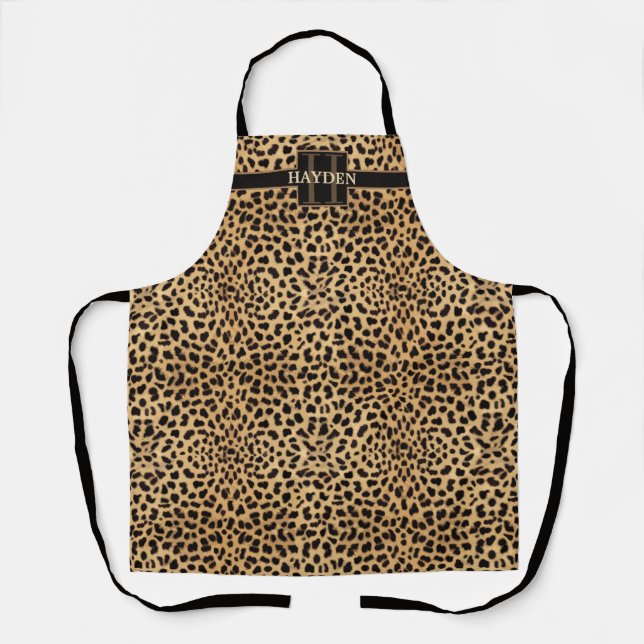 Leopard Spot Monogram Name Apron (Front)
