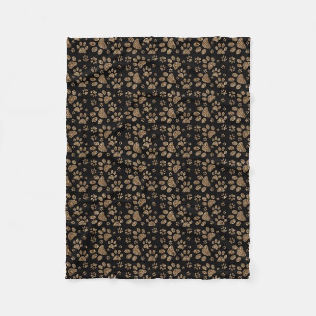 Leopard Spot Paw Prints Fleece Blanket (Front)