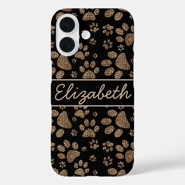 Leopard Spot Paw Prints Personalised Case-Mate iPhone Case (Back)