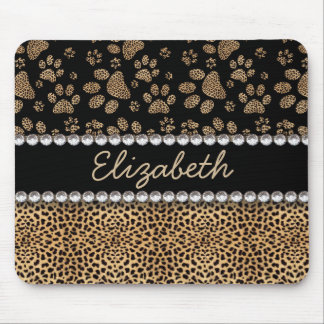Leopard Spot Paw Prints Rhinestone PHOTO PRINT Mouse Mat