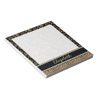 Leopard Spot Paw Prints Rhinestone PHOTO PRINT Notepad