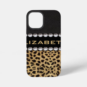 Leopard Spot Rhinestone Diamonds Monogram PHOTO iPhone 12 Mini Case