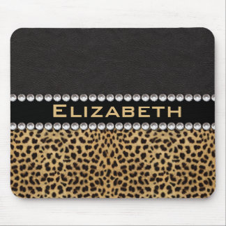 Leopard Spot Rhinestone Diamonds Monogram PHOTO Mouse Mat