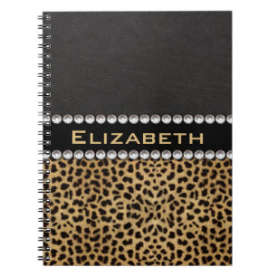 Leopard Spot Rhinestone Diamonds Monogram PHOTO Notebook
