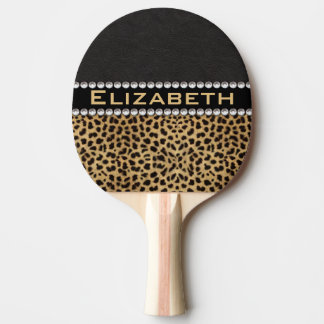 Leopard Spot Rhinestone Diamonds Monogram PHOTO Ping Pong Paddle