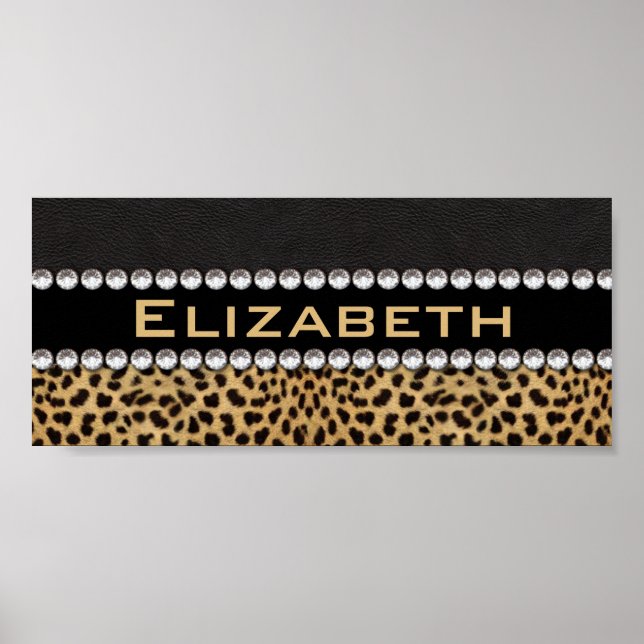 Leopard Spot Rhinestone Diamonds Monogram PHOTO Poster (Front)