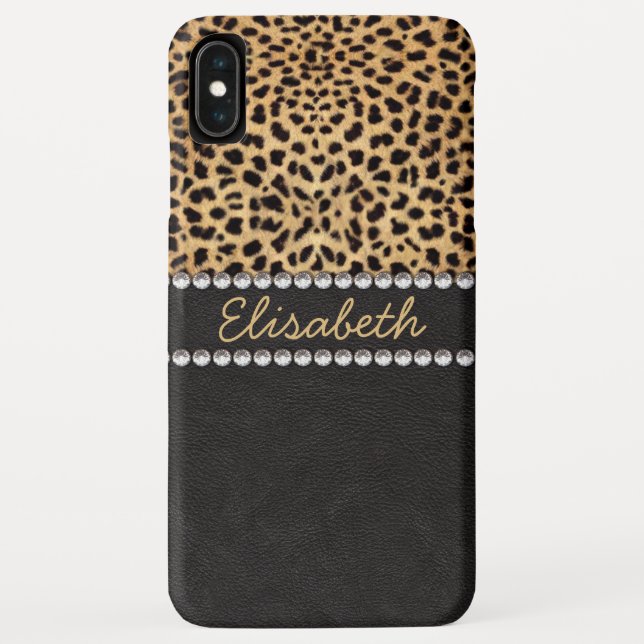Leopard Spot Rhinestone Diamonds Personalise Case-Mate iPhone Case (Back)