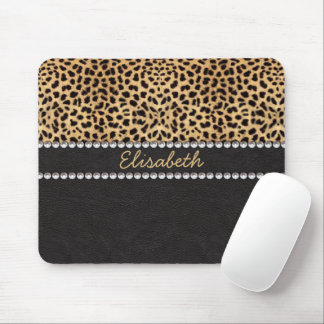 Leopard Spot Rhinestone Diamonds Personalise Mouse Mat