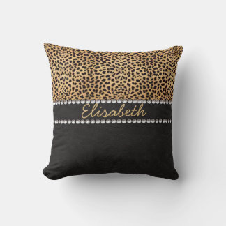 Leopard Spot Rhinestone Diamonds Personalised Cushion