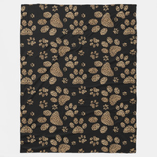 Leopard Spot Skin Paw Prints Fleece Blanket