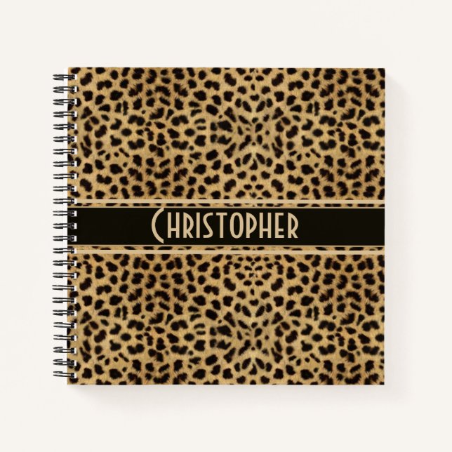 Leopard Spot Skin Print Personalise Notebook (Front)
