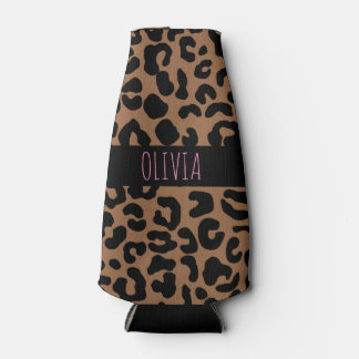 Leopard Spot Skin Print Personalised Bottle Cooler