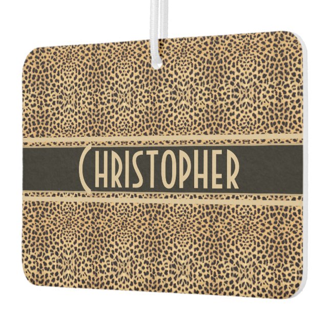 Leopard Spot Skin Print Personalised Car Air Freshener (Left)