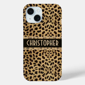 Leopard Spot Skin Print Personalised iPhone 15 Case